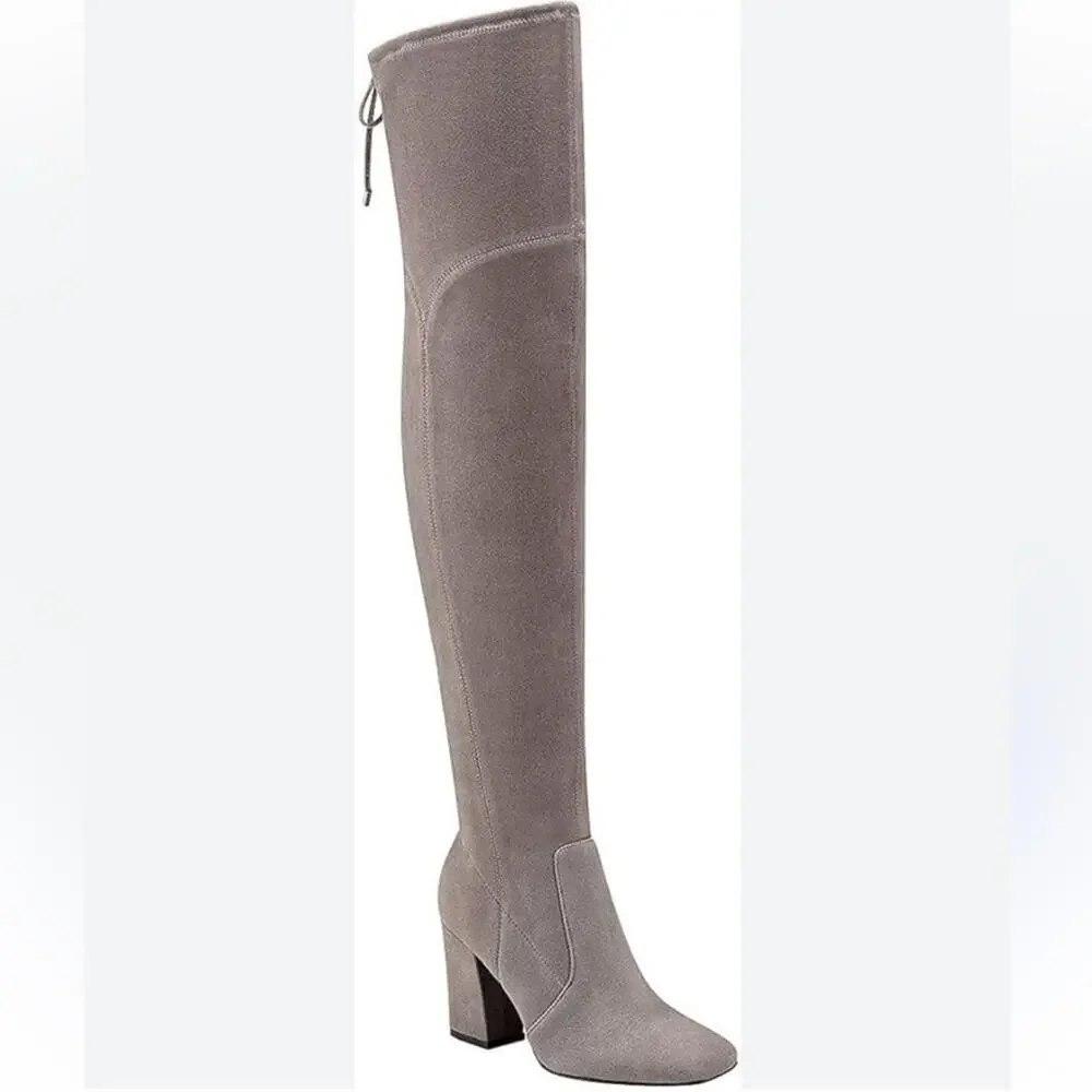 Unisa Quesia Over The Knee Square Toe Block Heel Boots Taupe Women’s Size 9